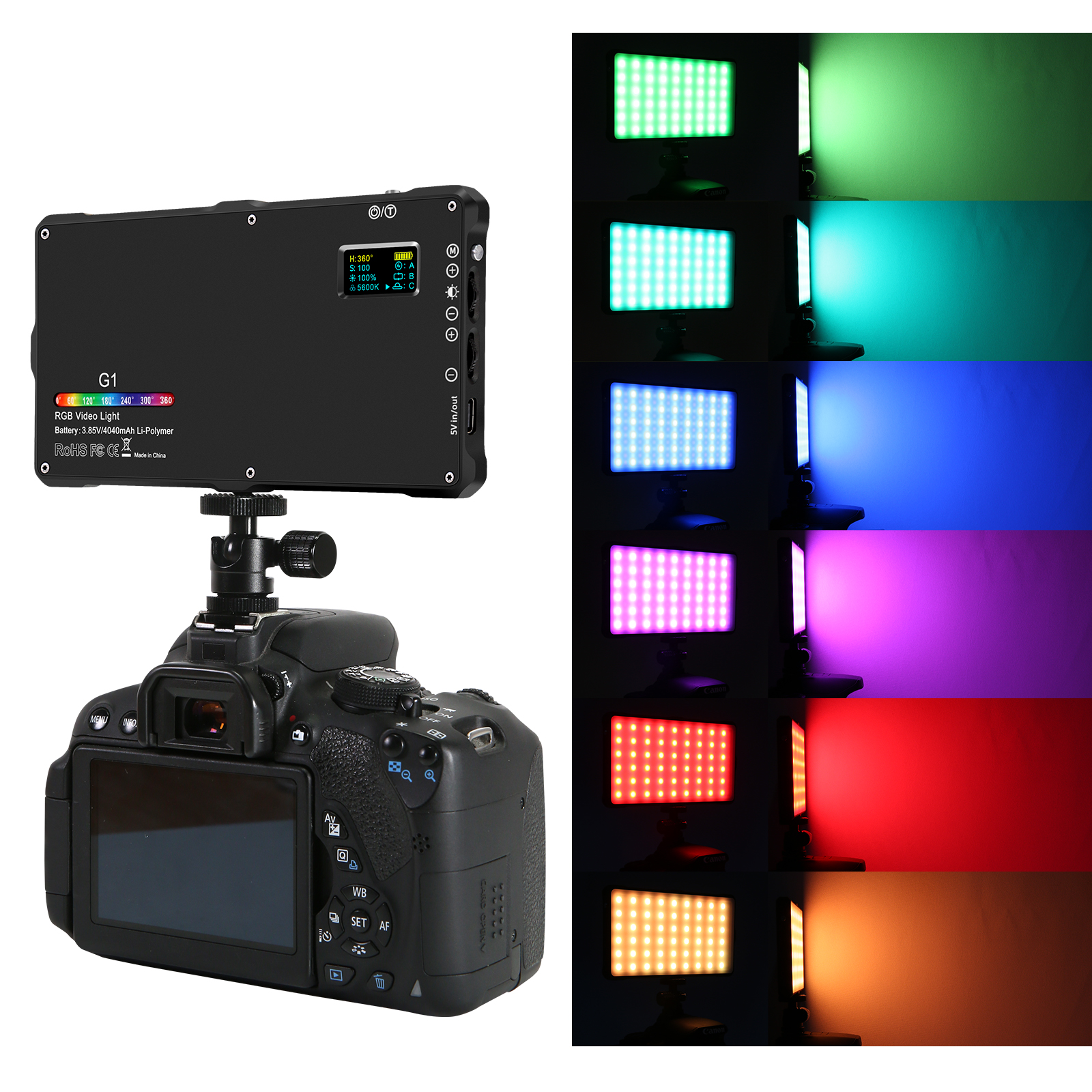 Pixel G1-RGB-Video-Light, super wide area color temperature,100 degree saturation, light and portable, intelligent special effects and flexible color palette.
