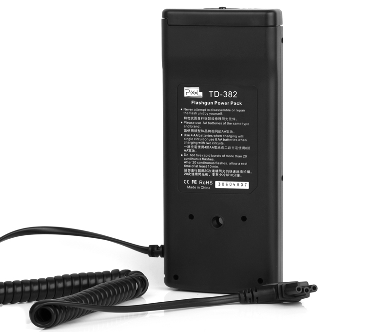 Pixel TD-382 Flash External Battery Pack, fast power supply and long lasting.