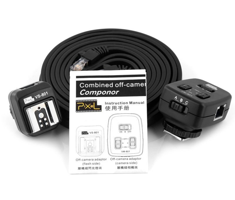 Pixel PF-801 combined off-camera cable, light separation and flexible use.
