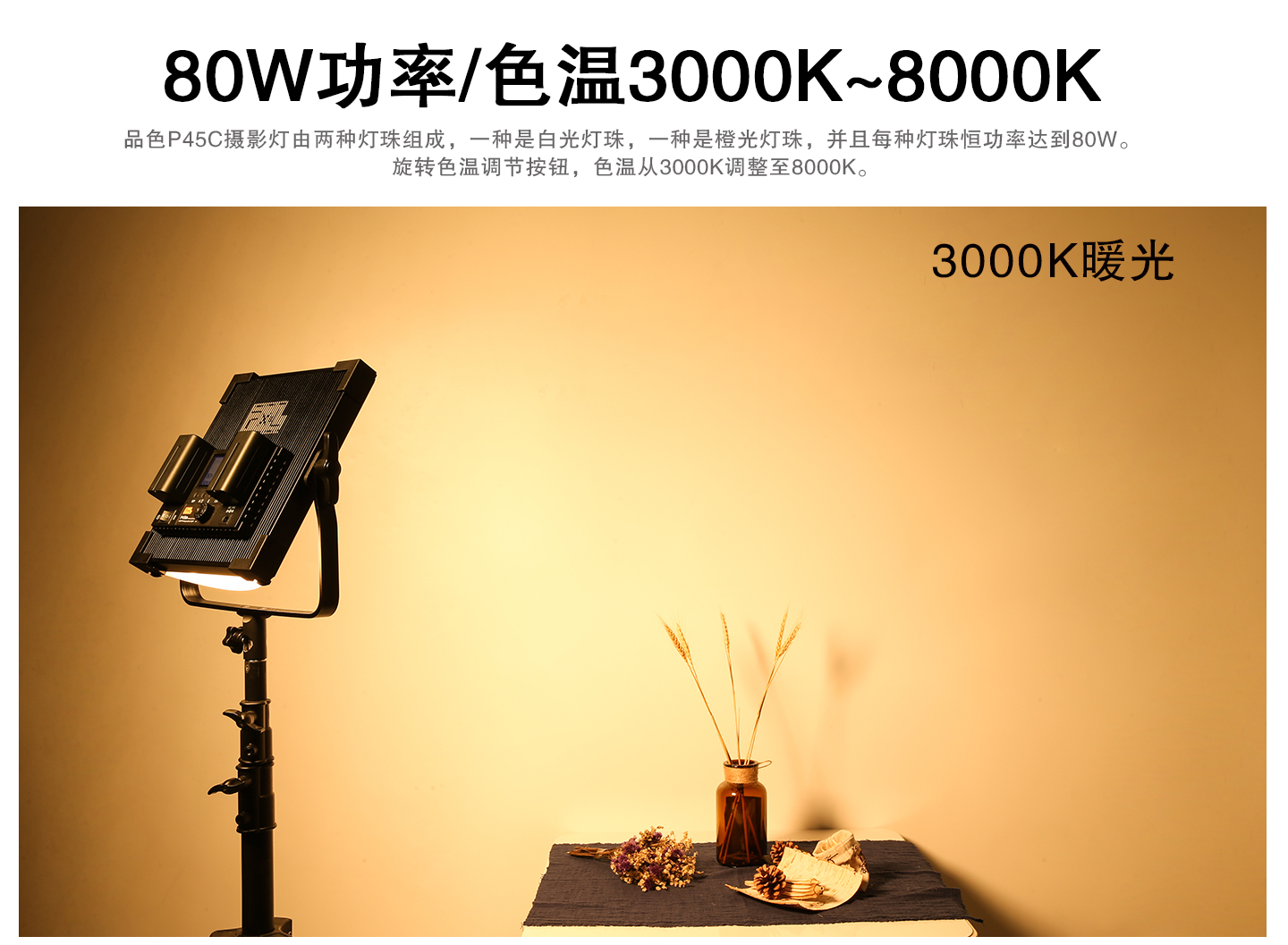 80W功率/色温3000K~8000K