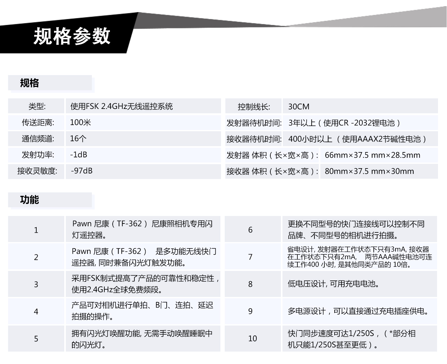 规格参数