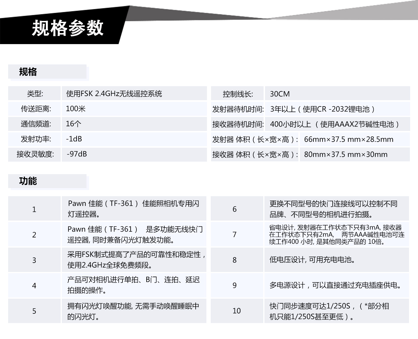 规格参数
