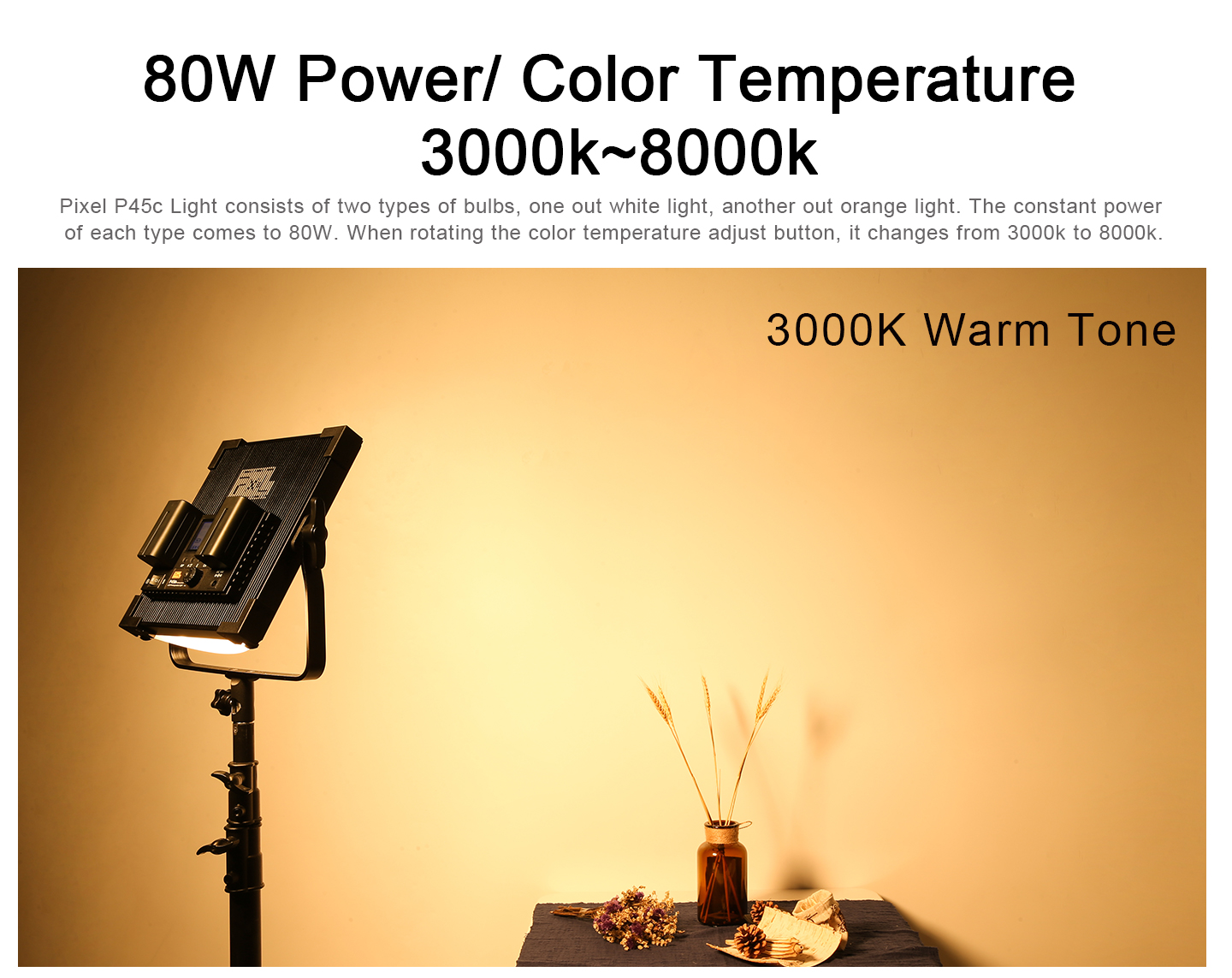 80W Power/ Color Temperature 3000K~8000K