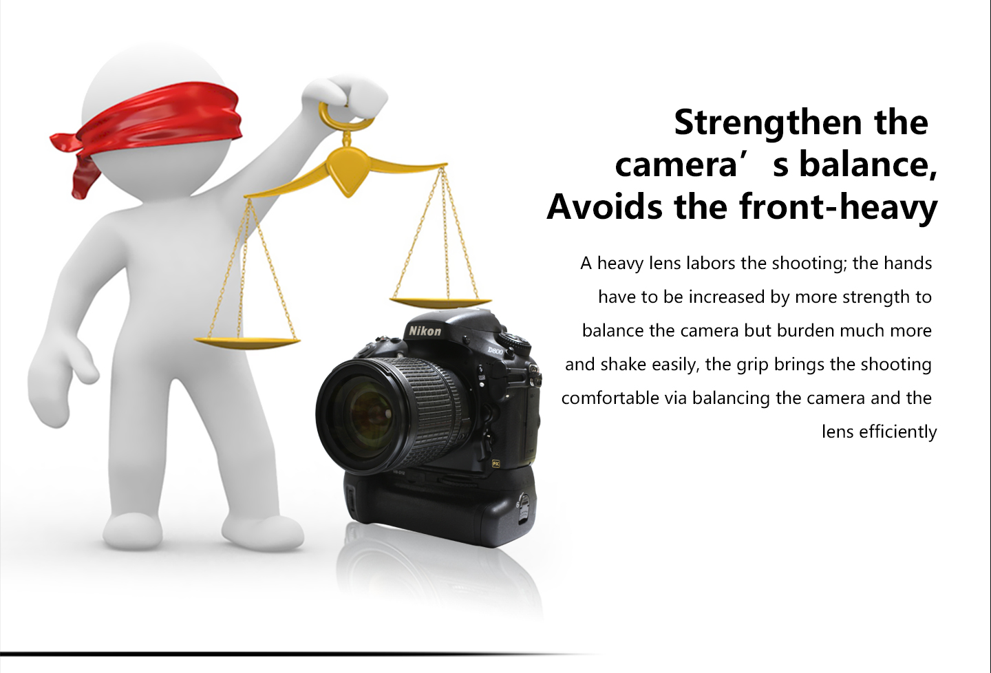 Strengthen the camera's balance, Avoids the front-heavy