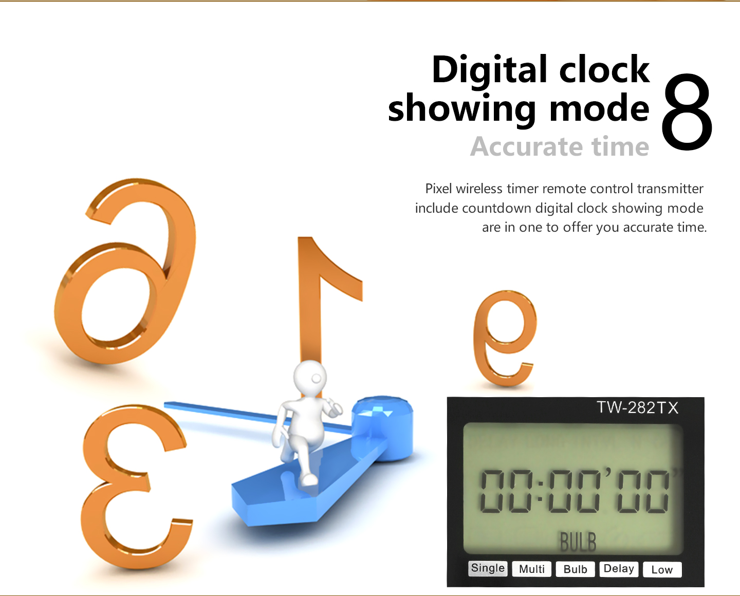 Digital clock showing mode
