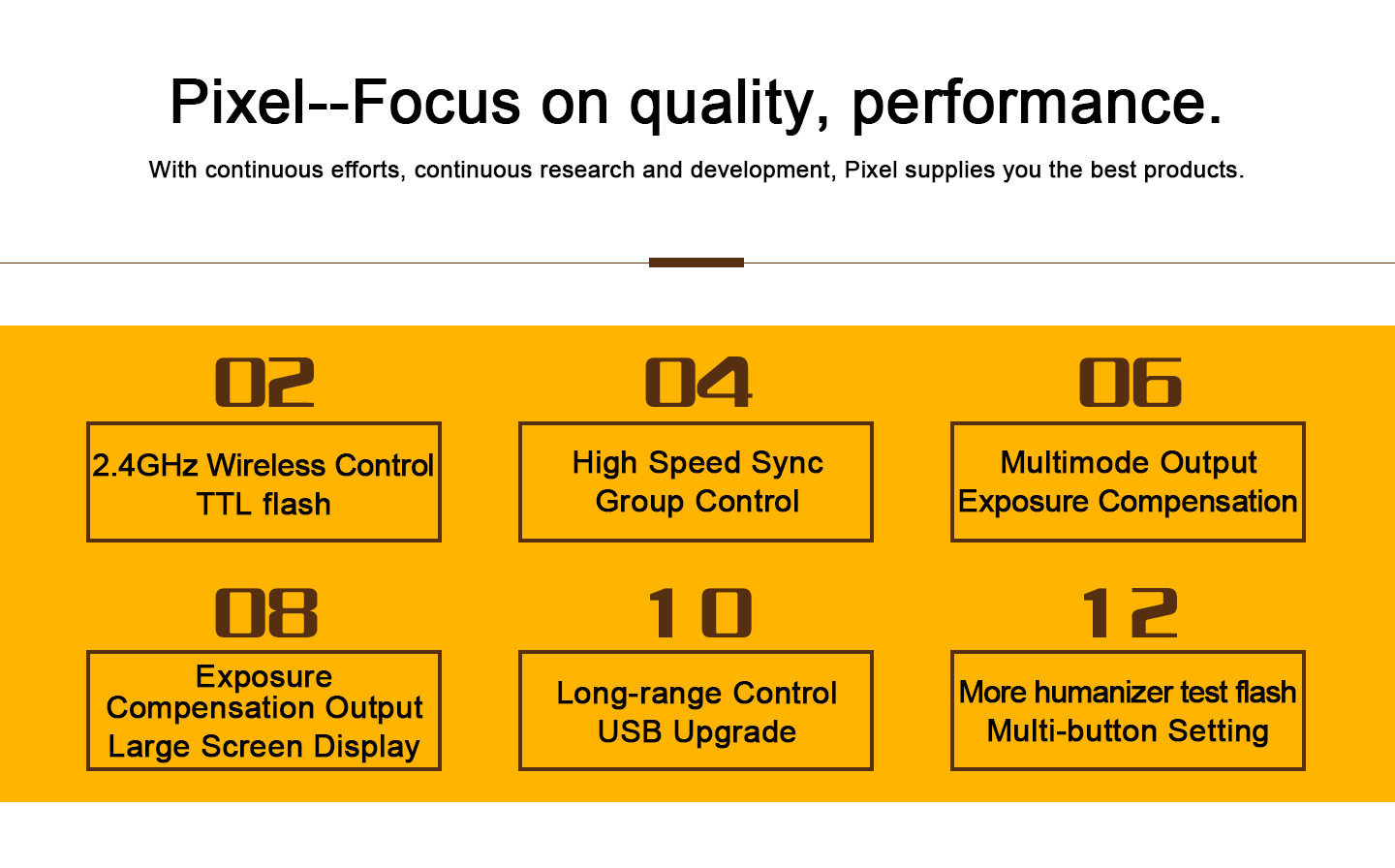 Pixel--Focus on quality, performance