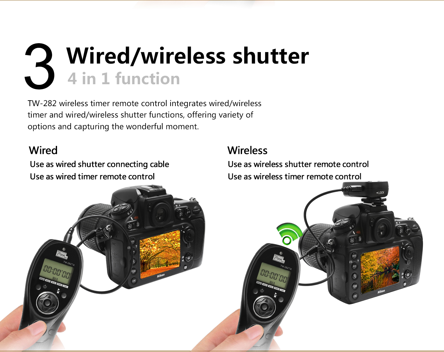 Wired/wireless shutter