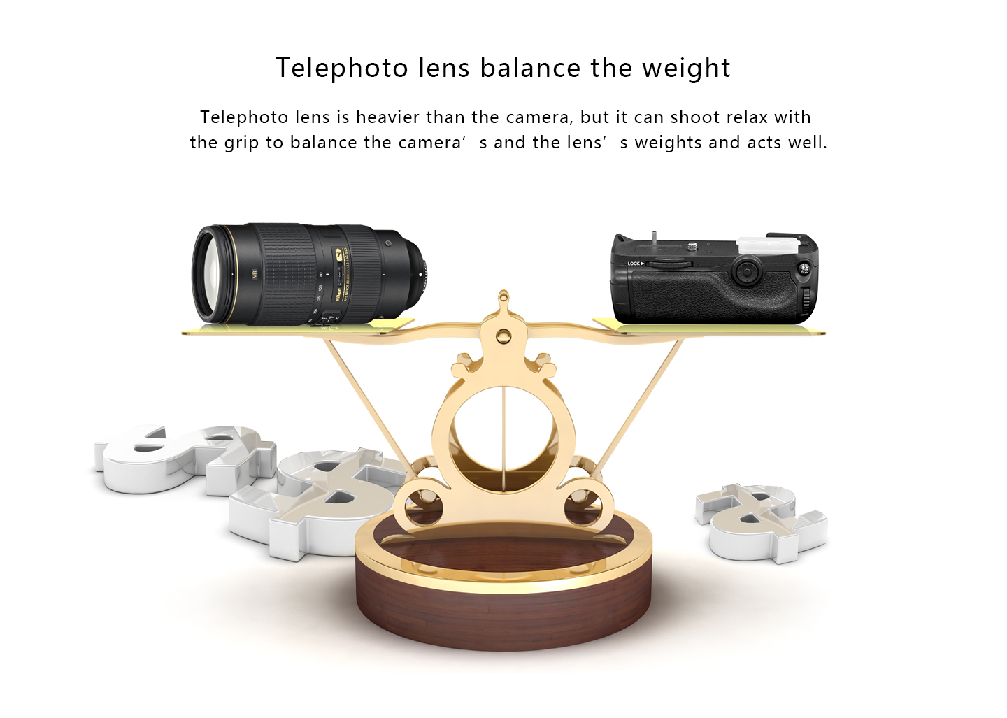 Telephoto lens balance the weight