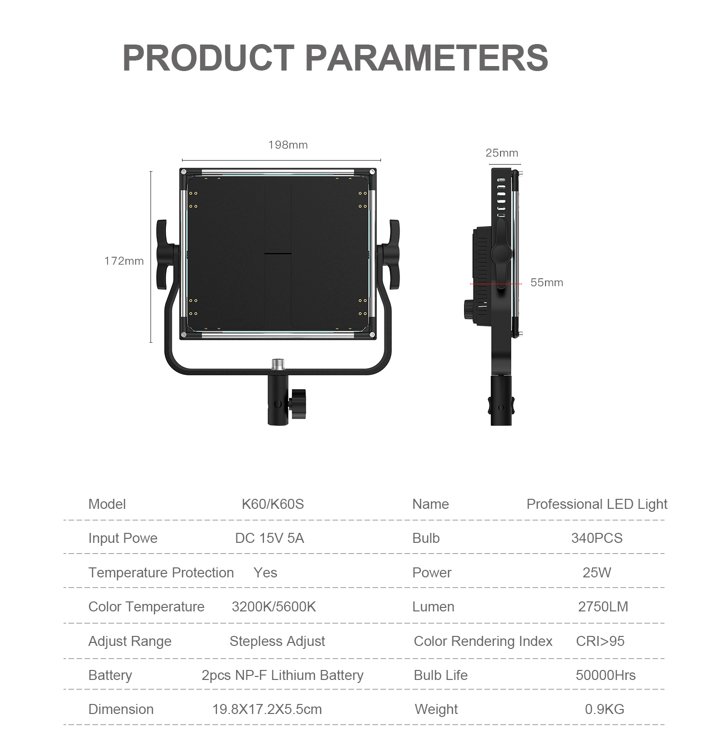 PRODUCT PARAMETERS
