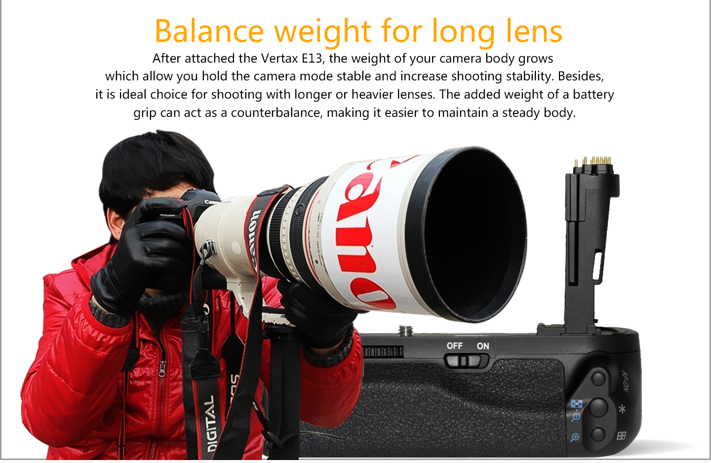 Balance weight for long lens